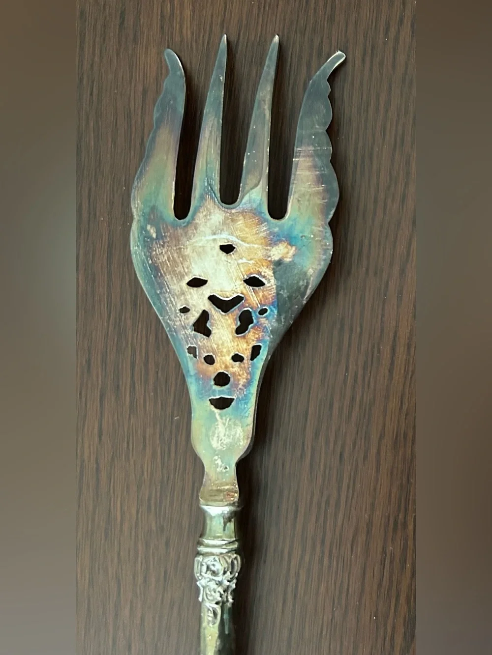 Ornate Vintage Large Silverplate Serving Fork
